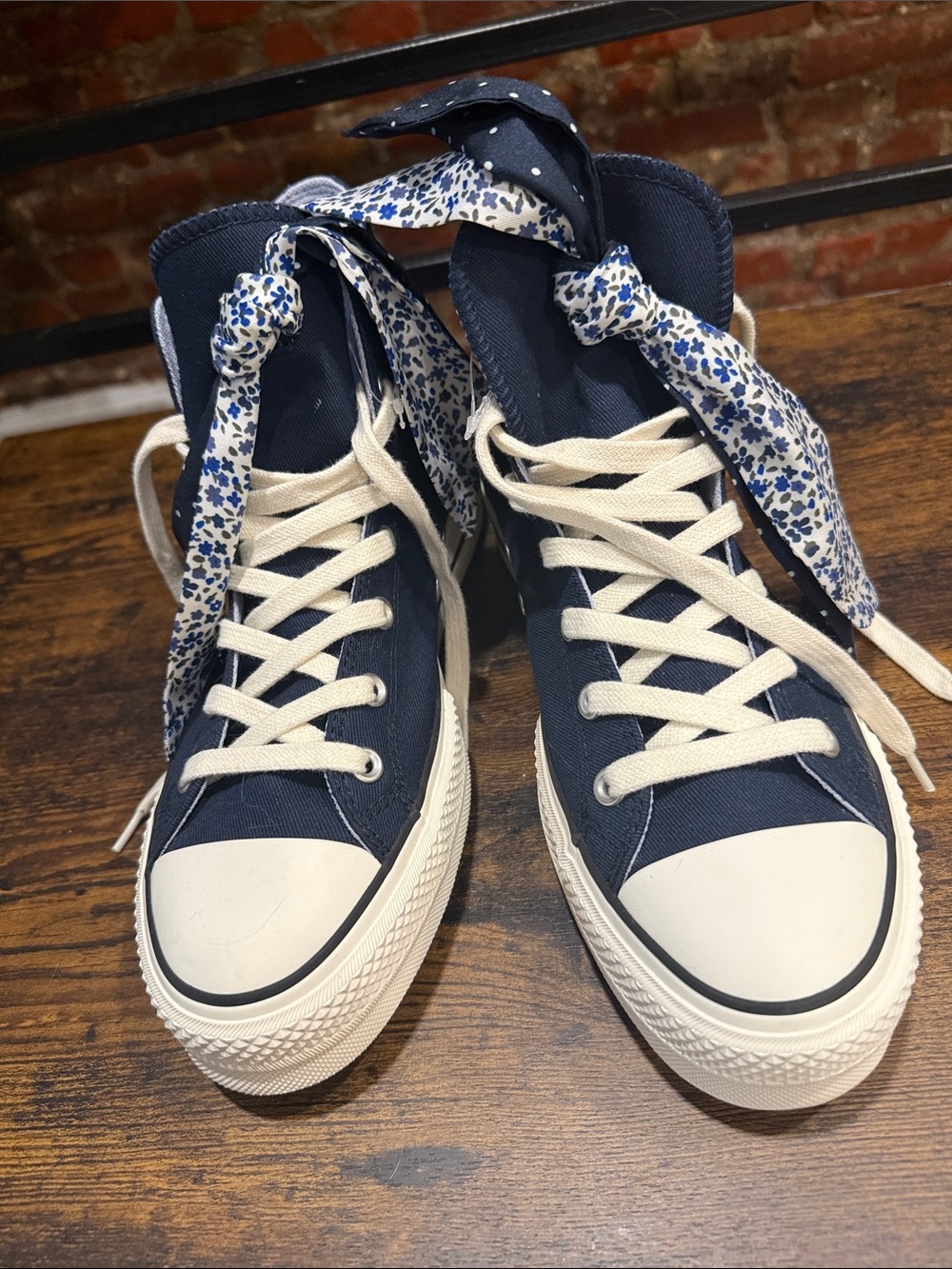 Converse High-Top Sneakers in Navy and White - Picture 5 of 5